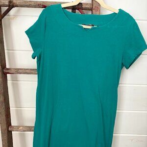 Lands End Teal Ruffle Size Medium Dress